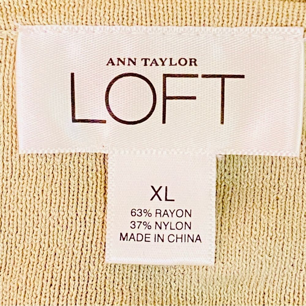 Ann Taylor LOFT Blouse Empire Waist Knit Light Sage V-Neck Peplum Ribbed SZ XL - Picture 4 of 5